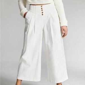 INC international concept ivory pants high waist wide leg cropped NWOT…